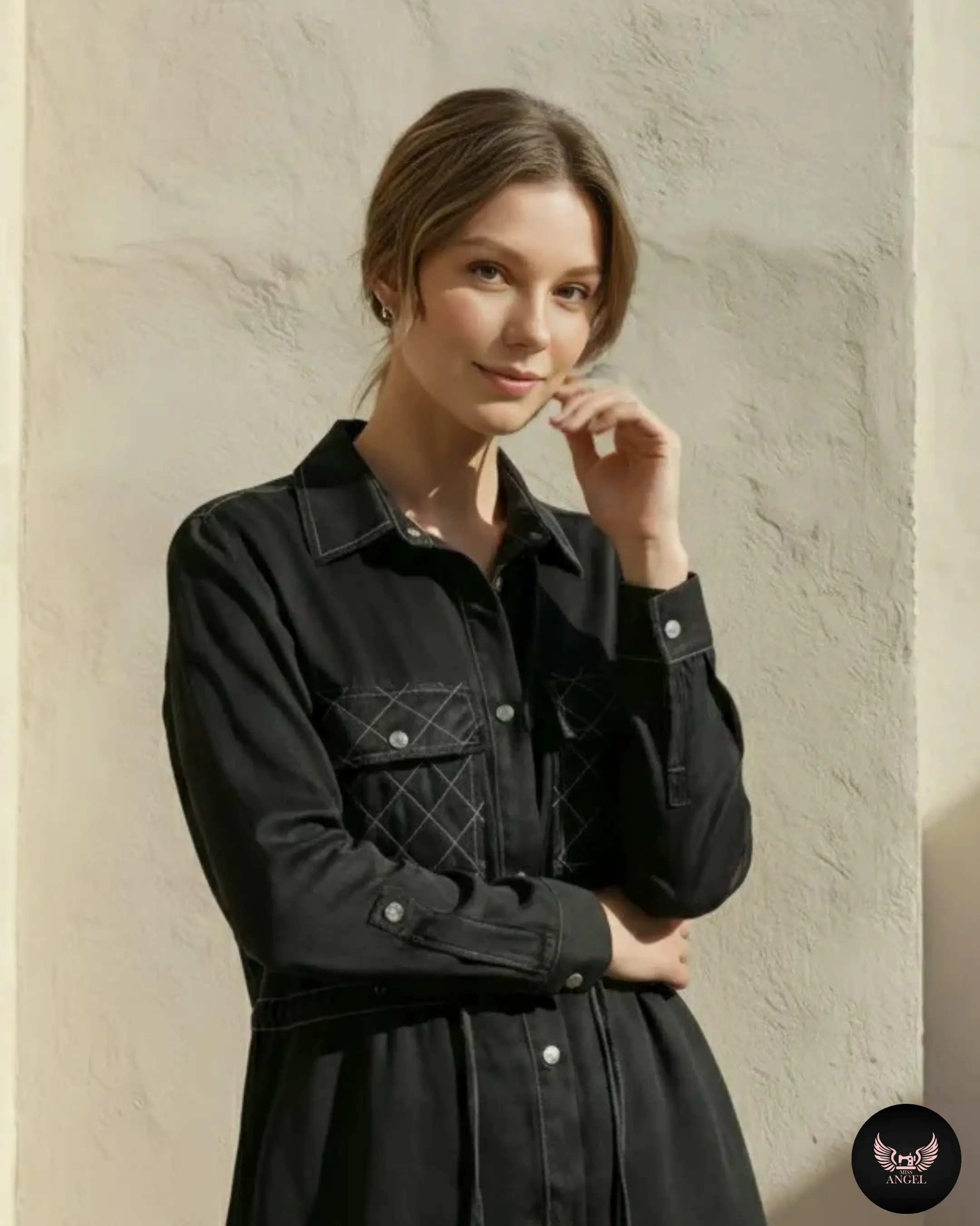 Siyah İpek Cupro Gömlek Pantalon Takım - Görsel 2